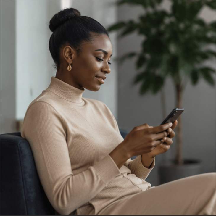 Job seeker checking messages on a phone